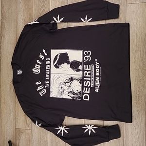 ALIEN BODY Anime The Awakening Black Cotton Sz L Mens Long‎ Sleeve T-Shirt RARE